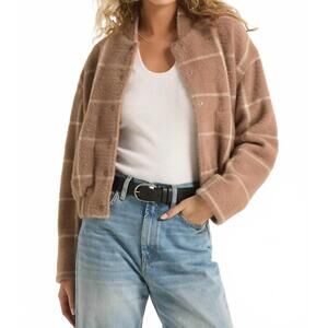 NEW Z SUPPLY lex plaid bomber jacket in heather taupe